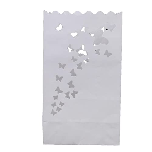 ATORSE® 10Pcs Butterfly Design Candle Bags Candle Lantern Bags White