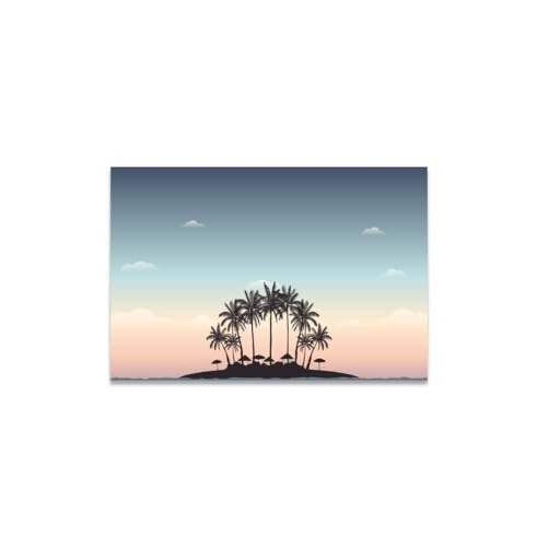 GADGETS WRAP Canvas Gallery Wrap Framed for Home Office Studio Living Room Decoration (14x11inch) - Palm Trees Island