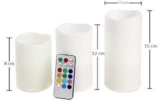 SRzone Decorative Flameless LED Pillar Luma Candle Lamp Romantic Night Colour Changing Candle with Remote