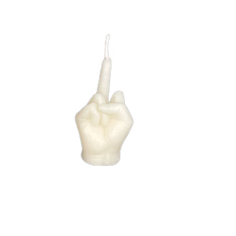 YOVECATHOU Creative Middle Finger Shaped Gesture Scented Candles Niche Funny Quirky Gifts for Bedroom Bathroom Wedding (White)