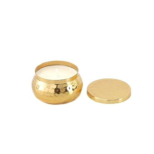 The Decor Affair 1 Pcs Hand-Poured Artisanal Soy Wax Candle in Exquisite Brass Container | Luxurious Brass Jar Soy Wax Candle | Handcrafted Soy Wax Candle in Brass Vessel | Gift Box.