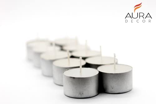 AuraDecor Smokeless Tealight Candles 100% Pure Wax, Unscented, 9 Hours Burning time, White Unscented Tea Light Candles (Pack of 200)