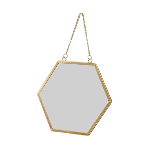 ATORSE® Wall Hanging Mirror Metal Frame Mirrors for Apartment Dressing Room Entryway 28.5cmx25cm Hexagon