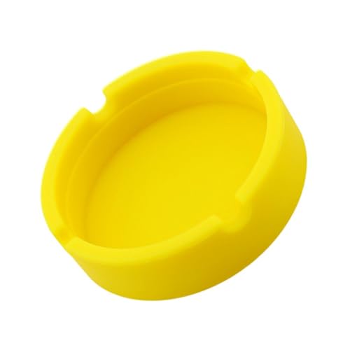LOOM TREE® Round Silicone Ashtray Smoking Holder for Tabletop Office Yellow | 1 Piece Silicone Ashtray