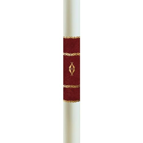 CB Church Supply Will & Baumer Hand Crafted Christus Rex Beeswax Paschal Candle with Nails, No 6 Special, Red & Gold