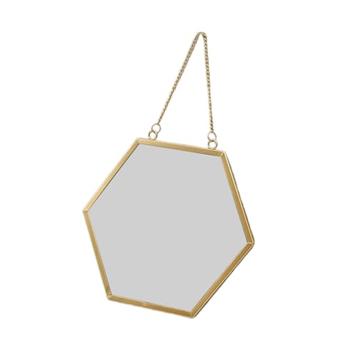 ATORSE® Wall Hanging Mirror Metal Frame Mirrors for Apartment Dressing Room Entryway 28.5cmx25cm Hexagon