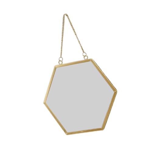 ATORSE® Wall Hanging Mirror Metal Frame Mirrors for Apartment Dressing Room Entryway 28.5cmx25cm Hexagon