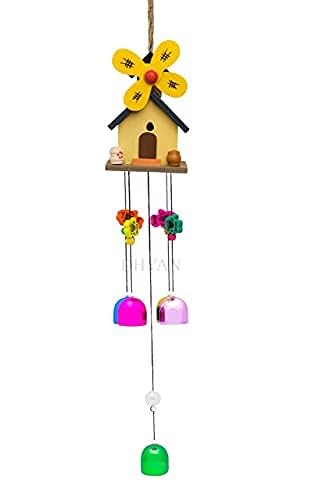 ASTARIN Pipe Wood Coper Wind Bells Chimes for Decorate Item with Sweet Sound | 21 Inches (Yellow)