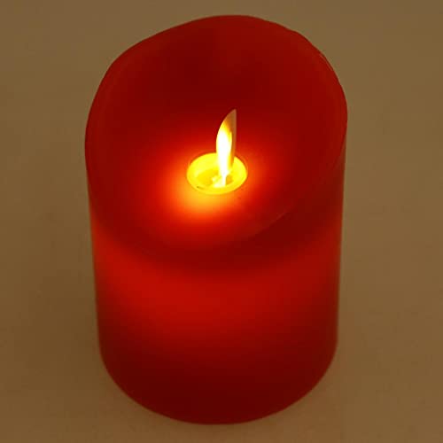 ATORSE® Flameless Led Pillars Tea Light Candles for Holidays Wedding Parties Red 10Cm