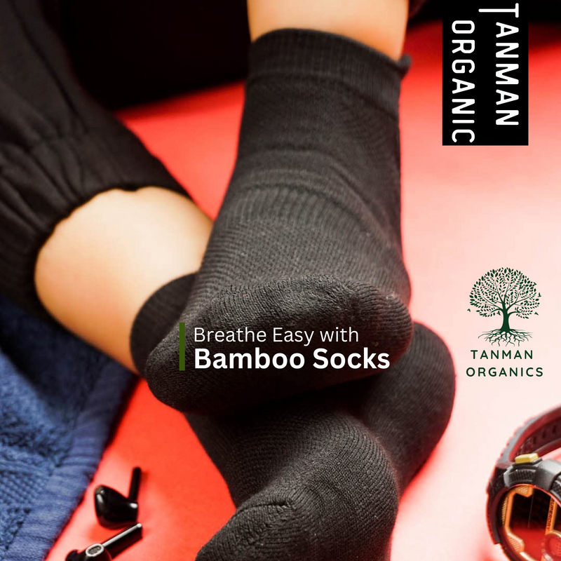 Tanman Organics Bamboo Fiber Unisex Ankle Socks (Odour Free) - Black