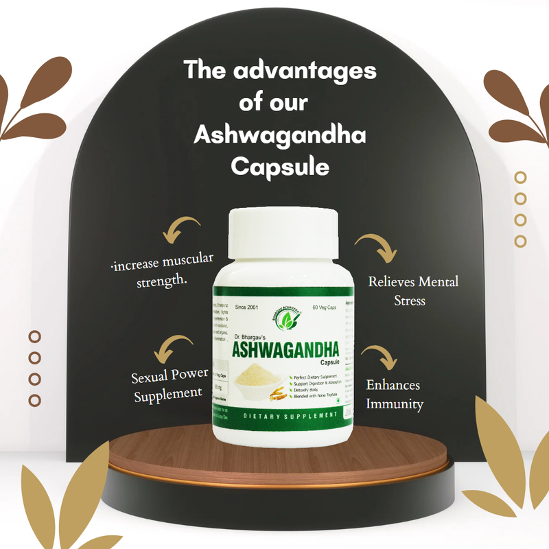 Dr.Bhargav’s I Ashwagandha Capsule |Fight Stress Naturally| Effective in Low BP I Arjun Capsule| Sexual Power Supplement| Effective in Erectile Dysfunction| Enhances Immunity| 60 Capsules