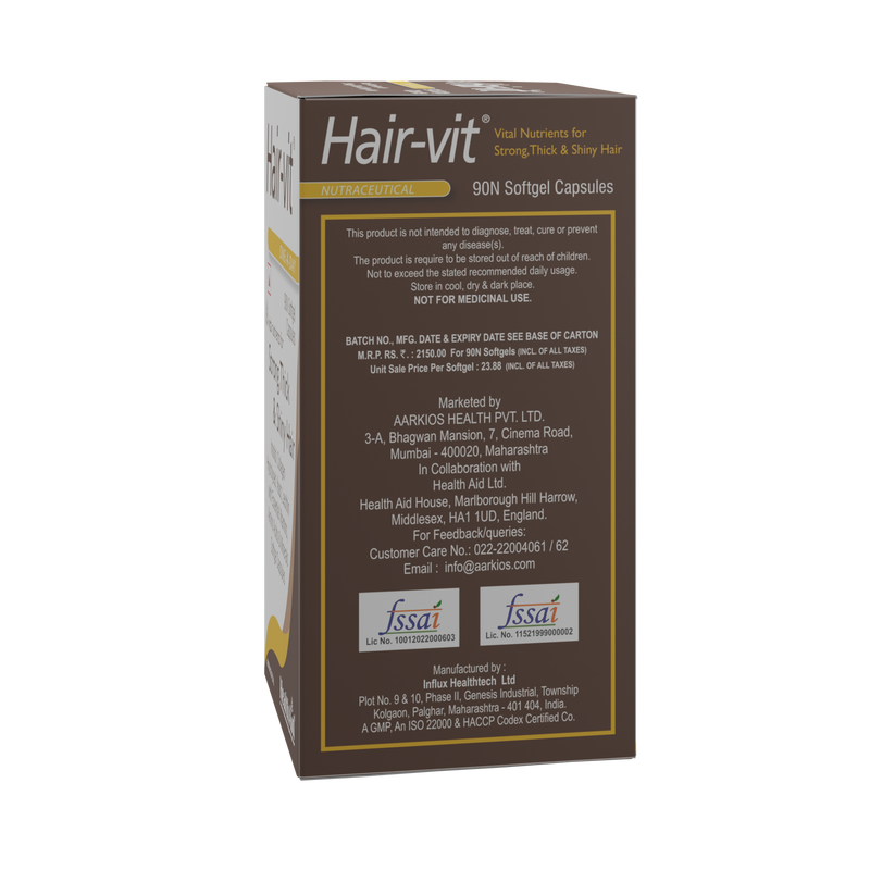 HealthAid I Hair-vit I Multivitamins for Hair I 90 Capsules