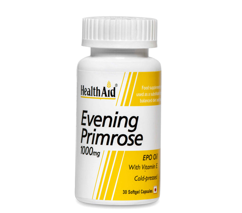 HealthAid I Evening Primrose Oil 1000 mg With Vitamin E I 30 Softgel Capsules