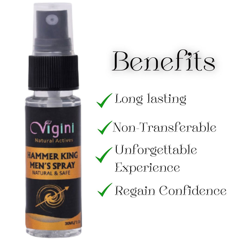 Vigini Hammer King Cfc Free 9Inch Lubricants Sexual Enhancer Delay Spray & Shilajit Gold Straight Stamina Testosterone Power Booster Capsule For Men-30ml+30caps