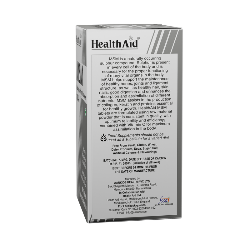 HealthAid I MSM 1000 mg I 90 Tablets