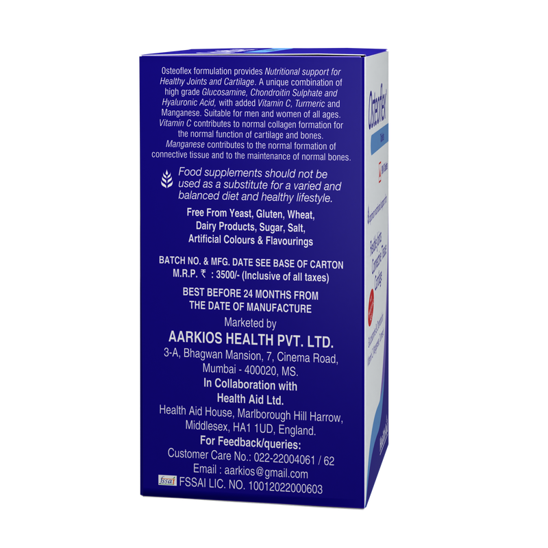 HealthAid I Osteoflex I Glucosamine HCI I Chondroitin Sulphate I Turmeric I Hyaluronic Acid I Vitamin C I Manganese I 90 Tablets