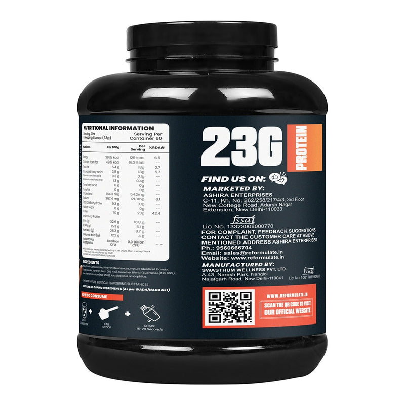 Reformulate I Ultima I Whey Protein with Isolate I 23 G Protein I 5.1G BCAA I 10.8 EAA I  Pre & Probiotics I Enhances Recovery I Faster Absorption I Nutraceutical I Chocolate I Serving 60 I 2 KG