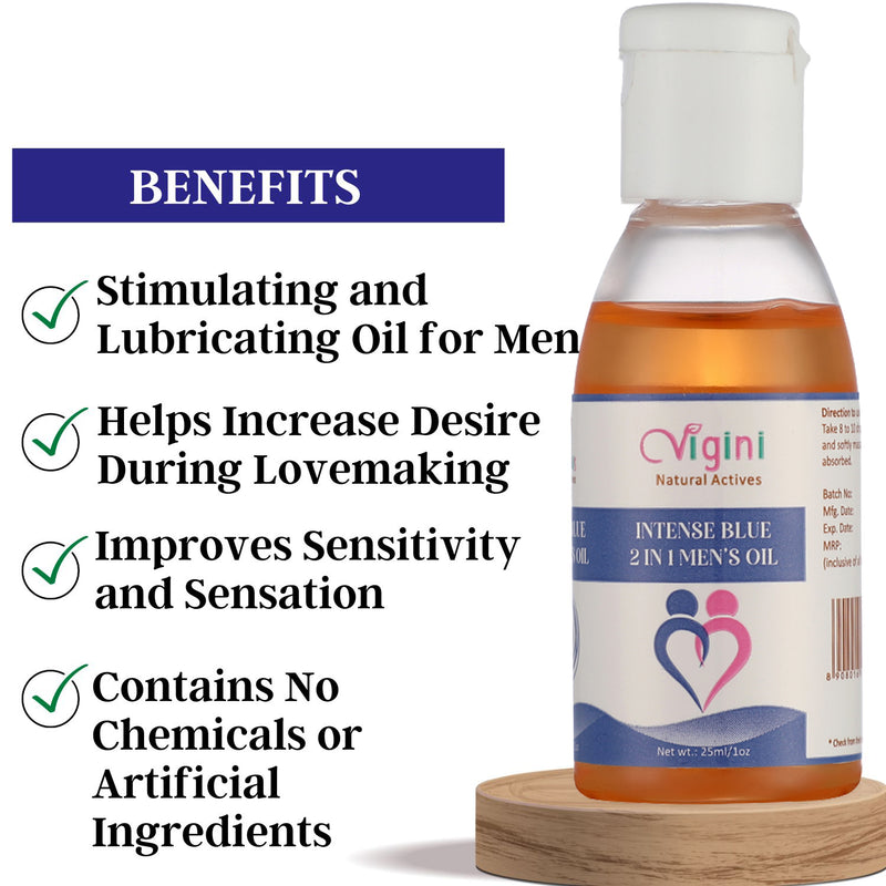 Vigini Intense Blue 9 inch Growth Sexual Lubricants Lube Delay Men's Massage Oil & Straight Stamina Testosterone Power Booster Capsule For Men-25ml+30Caps