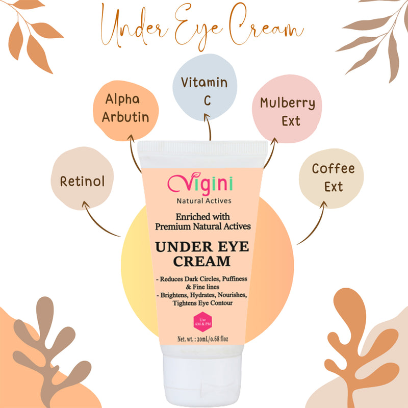 Vigini Natural Under Eye Dark Circles Anti Wrinkles & Puffiness Gel Cream - 20 ml