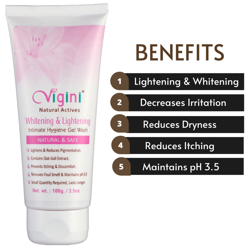 Vigini Vaginal Whitening Lightening Intimate Feminine Hygiene Gel Wash & Sexual Lubricating Lube Water-Based Massage Gel-200ml