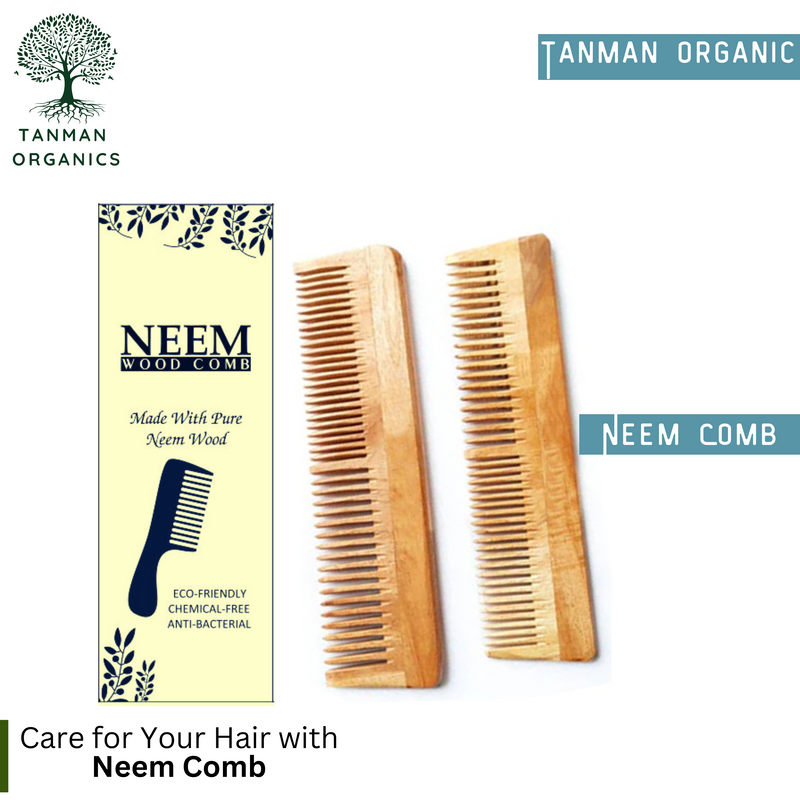 Tanman Organics Pure Kacchi Neem Wood Comb Pack Combo -02  (Pack of 2)