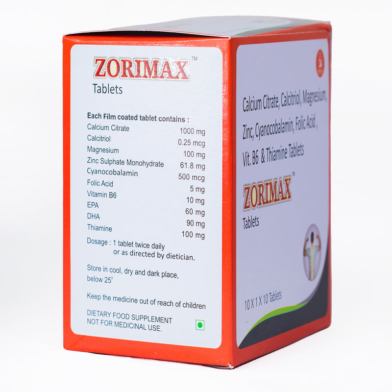 Zorimax Calcium Citrate Folic Acid 10 Tablets