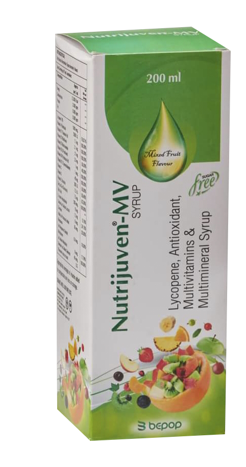 Nutrijuven I MV Syrup I Lycopene I Antioxidant I Multivitamins I Multimineral Syrup I Free Sugar I Mixed Fruit Flavour I 200 ML