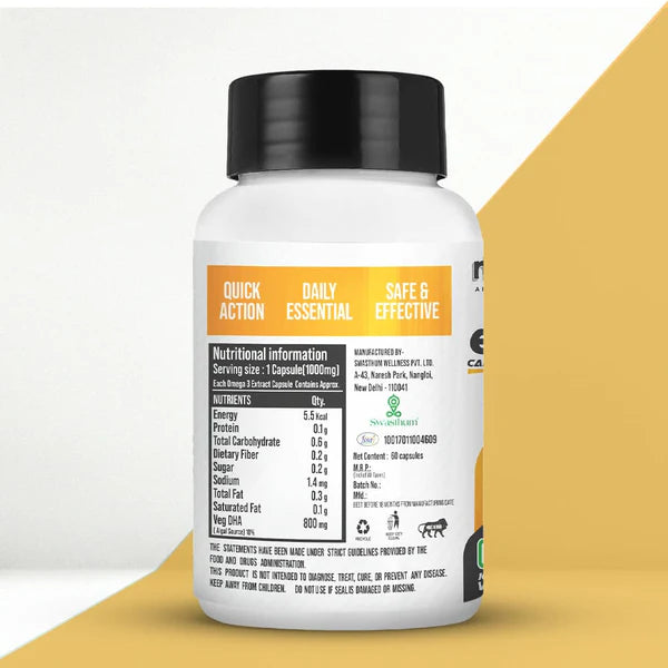 GetmyMettle Omega 3 | 1000 MG In 100% Veg Capsules.