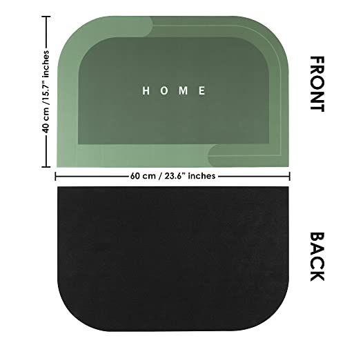 Story@Home Leather Bathroom Mat Aqua Collection Door Mat Anti-Slip Bath Mat Quick Drying Absorbent Mat For Home And Kitchen (40 X 60 Cm), Dark Green, Rectangular