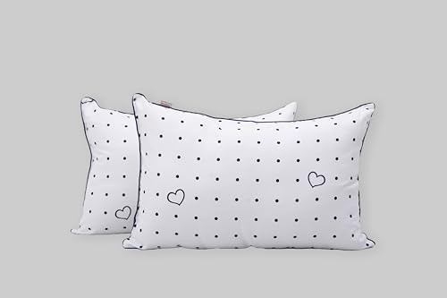 Dreamie Crazy Dot Pillow Quality Soft Polyester Cus Fiber Pillow 100% Breathable Cotton Cover Skin-Friendly, White Pillow. (Pillow 18X27)