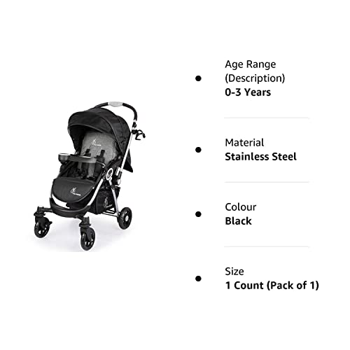 R for Rabbit Chocolate Ride Stylish Baby Stroller and Pram for Baby, Kids, Infants, Newborn, Boys & Girls of 6 Months to 3 Years | 6 Months Warranty | (Black)