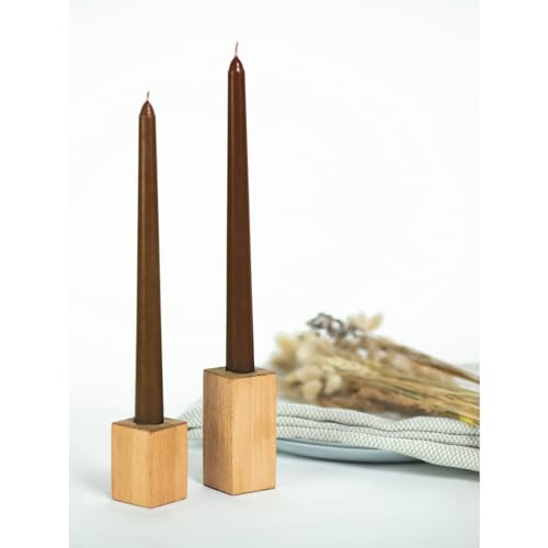 CANDWAX 10 inch Taper Candles Set of 12 - Dripless Tapered Candles and Unscented Candlesticks - Perfect as Dinner Candles and Household Candles - Brown Candles for Home Decor