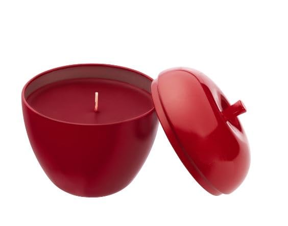 Uppfylld Vinterfint Scented Candle in Metal tin, Apple-Shaped/Winter Apples red, 24 hr