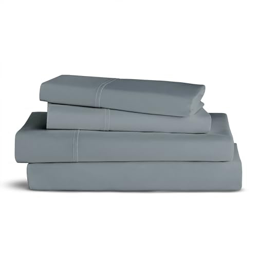 Purity Home Hotel Collection Premium Cotton Percale Sheets - 400 Thread Count - 100% Natural Combed Cotton, Cooling Bed Sheets, Sheet Set with Deep Pocket Fitted, Luxury Bedding (King, Charcoal Gray)