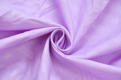 OnDec 300 TC Glace Cotton Plain Stripe Single Bedsheet with 1 Pillow Cover for Home, Hotel, Guest Room (60 X 90) Inch Pack of 1 (Light Purple)