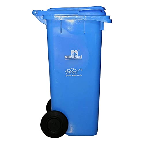 Nilkamal 120 Ltr Wheel Garbage Dustbin Blue/Green