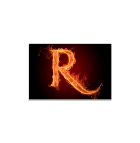 GADGETS WRAP Canvas Gallery Wrap Framed for Home Office Studio Living Room Decoration (14x11inch) - R Letter Fire