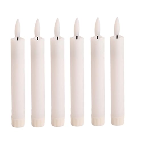 SAZ DEKOR 6X LED Pillar Candles Decor Flameless Candles for Holiday Halloween New Year White