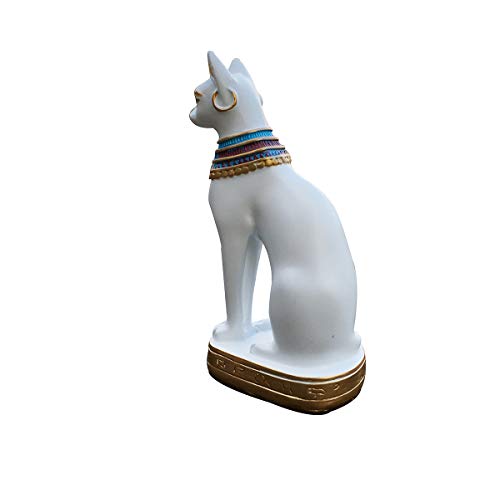 Artgenius Egypt Bastet Cat Statue Egyptian Kitty Godness Collective Figure Sculpture (White, 5.1IN)