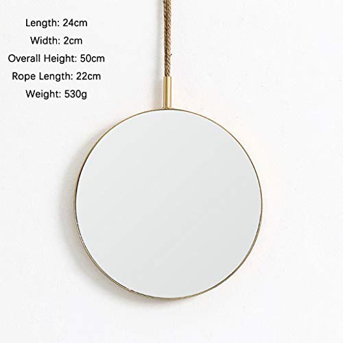 ATORSE® Wall Hanging Framed Mirror for Home Bathroom Round/Rhombus Round_S_Golden