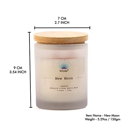 Vrinda® New Moon Glass Scented Candle with Crystals, Soy Blend. Approx. 5.29Oz