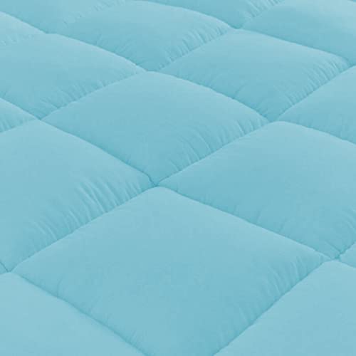 Jaipur Linen 800GSM Hollow Fibre Mattress Padding/Topper for 5 Star Hotel Feel- Sky Blue-Large Callifornia King Size Bed-78 Inch X 84 Inch