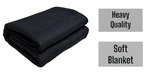 CHANDRAVATI MAMRAJ Plain Acrylic Wool Blankets, Full-Length, Solid-Design Single Bed [Black] ( 225 cm x 150 cm)