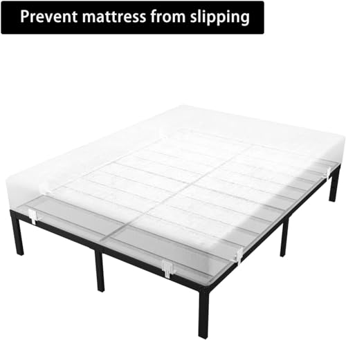 COMASACH 6 Pcs Non-Slip Mattress-Gasket for Bed-Frame, Anti-Slip Metal Bed Stoppers, Mattress-Retainer-Bar Fit for Platform Bed, Ajustable Mattress Holder in Place Gripper, White