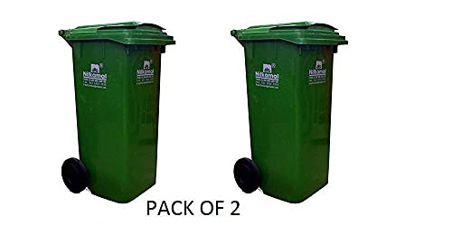 Nilkamal Plastic Wheel Garbage Dustbin 120 L (Green and Green)