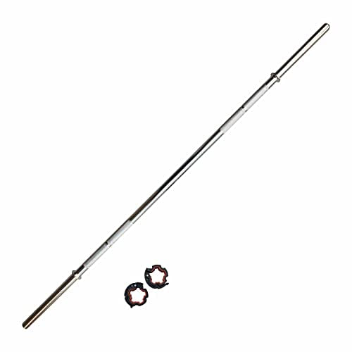 LEEWAY Solid Chrome 5 FT-STRAIGHT & 3FT CURL BAR 28mm Gym Rod with Locks, Weight Lifting Bar, Standard Weight Bar, Gym Rod, Fitness Bar, Barbell Rod for Weights, Steel Gym Rod, Gym Bar (5 FT-STRAIGHT & 3FT CURL BAR (28 MM) - SILVER)