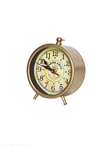 M.Nautical Star Table Clock Brass Antique Maritime Working Antique Look Desk Clock