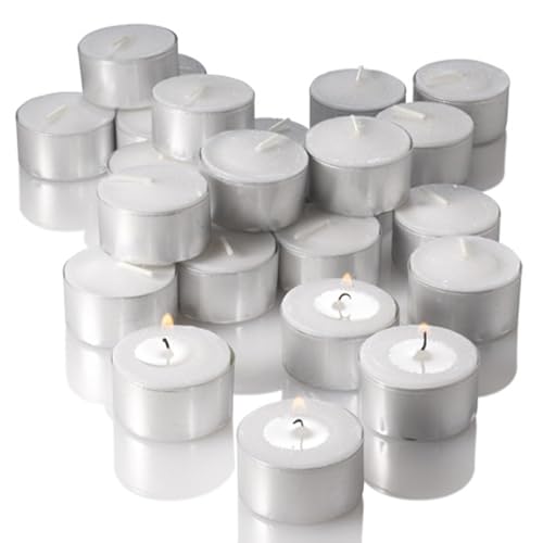 Itisha Treendzs 8-9 Hour Burn Time, Long Burning Tealights, Tea Lights Candles Long Burning - 9 Hour Tealights Unscented White Candles (Set of 75)