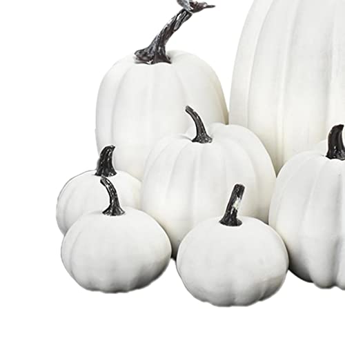 CALANDIS® 7X Artificial Pumpkins Bulk Faux Harvest for Fall Wedding Centerpiece White