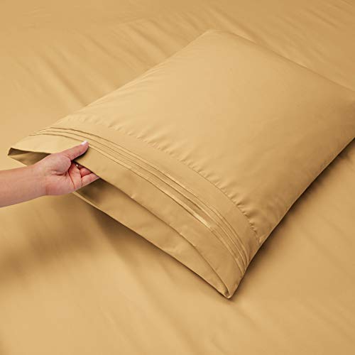 Clara Clark Premier 1800 Collection 6pc Bed Sheet Set with Extra Pillowcases - Queen, Camel Gold